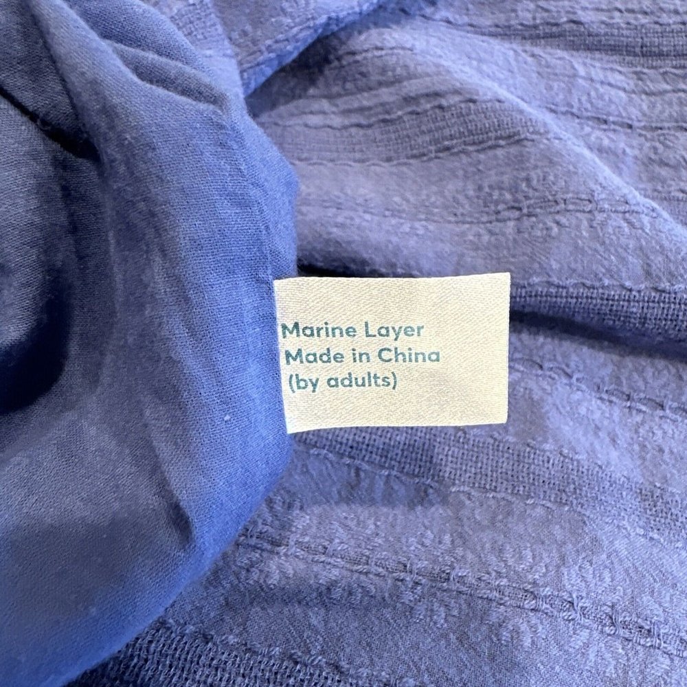 NEW Marine Layer XS Cassia Dress - Marlin One Shoulder Lined Blue 100% Cotton - Picture 11 of 13